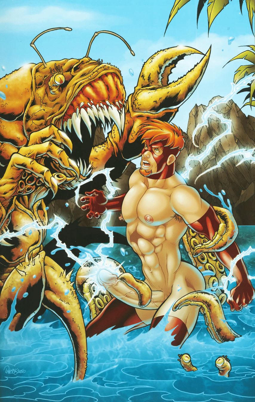 1boy class_comics felix_himner male male_focus male_only monster naked_justice_(superhero) patrick_fillion