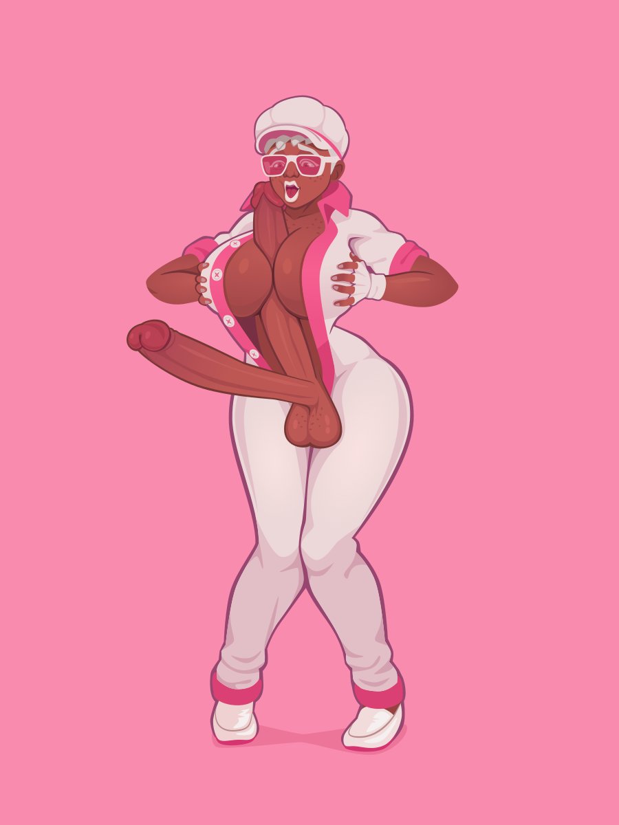 1futa, 2020, autopaizuri, balls, big breasts, big penis, breasts, clothed, clothing, dark skin, dark-skinned futa, diphallia, diphallism, erection, full body, futa focus, futa only, futanari, glasses, huge cock, human, intersex, lipstick, long penis, masturbation, maxine funk (ikescg), mostly clothed, multi genitalia, multi penis, open clothes, original, original character, penis, penis out, purplehorn (artist), short hair, solo, standing, white hair, white lipstick