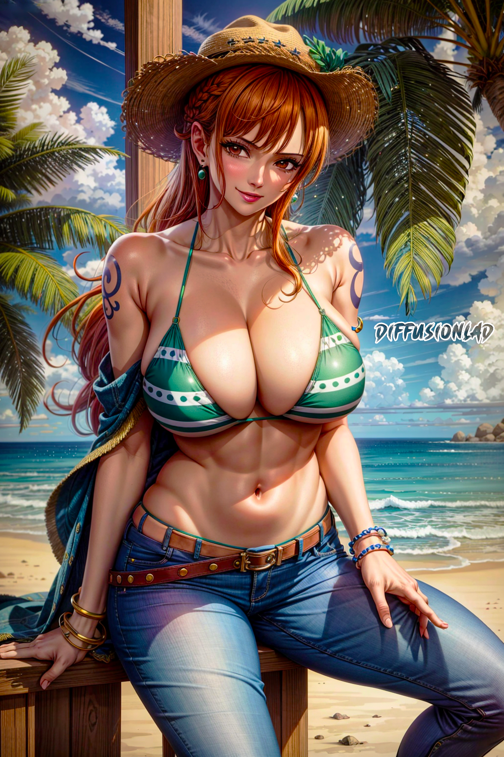 1girls ai_generated curvy_female curvy_figure diffusionlad female female_focus female_only huge_breasts long_hair nami one_piece orange_hair post-timeskip stable_diffusion straw_hat voluptuous voluptuous_female