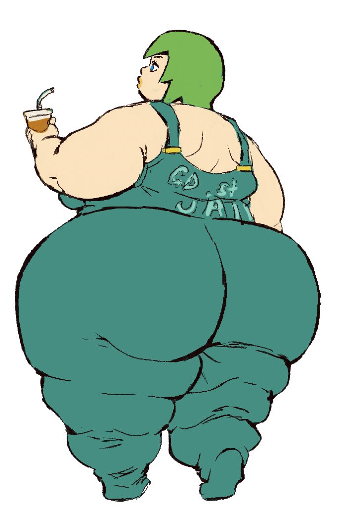 1girls ass bbw big_ass bottom_heavy dreaminerryday fapolantern fat fat_ass female foo_fighters green_hair huge_ass jojo's_bizarre_adventure morbidly_obese overweight solo_female stone_ocean thick_thighs thunder_thighs