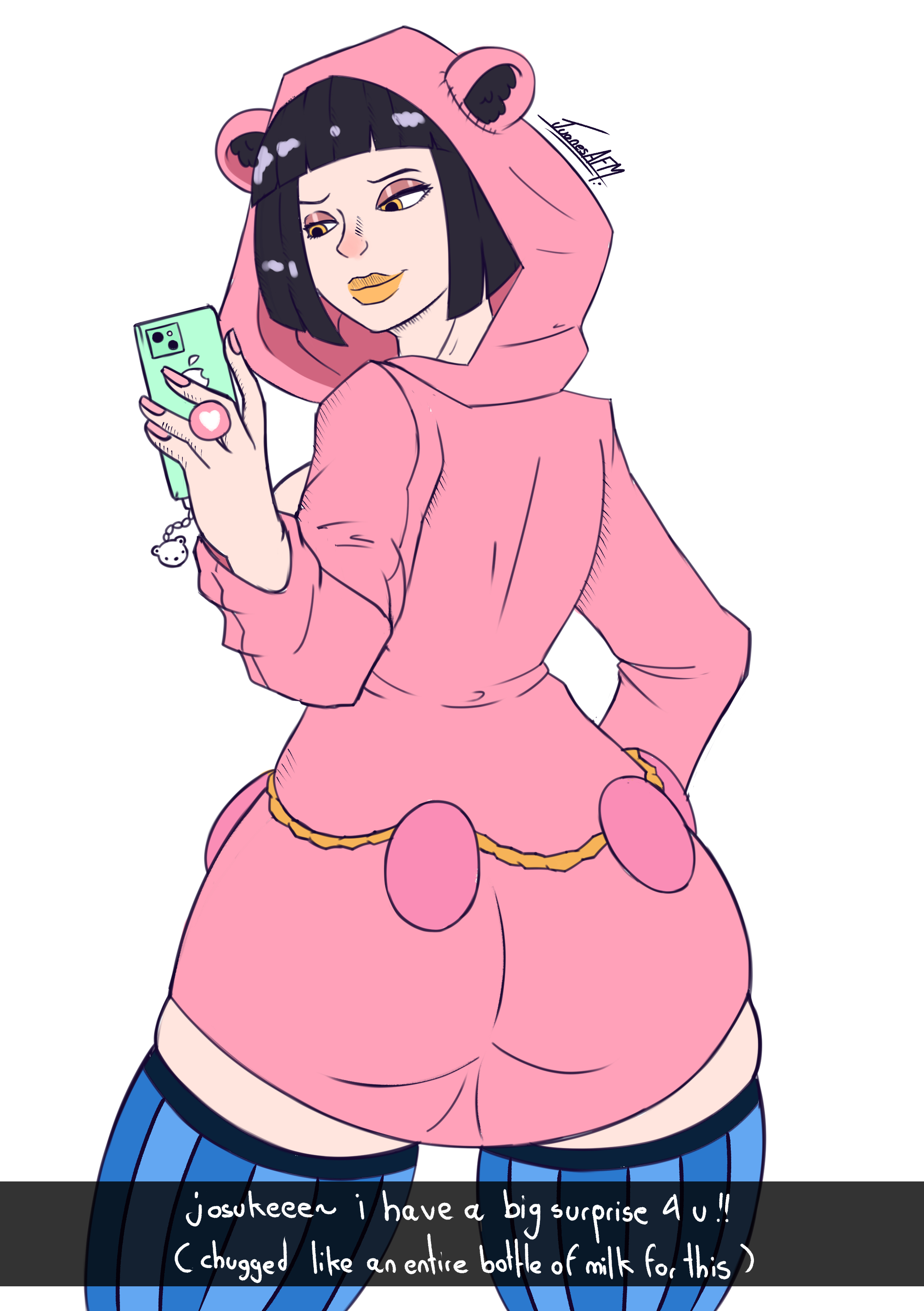 ass, breasts, daiya higashikata, fart, female, jojo's bizarre adventure, jojolion, juanesafm (artist), short hair, snapchat