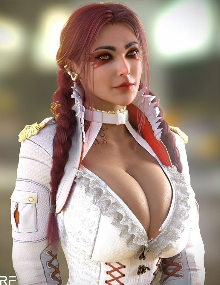 1girls, 3d, apex legends, big breasts, black hair, braided twintails, breasts, cleavage, dark skin, dark-skinned female, earrings, female, female only, large breasts, latina, lipstick, loba (apex legends), looking away, red hair, respawn entertainment, rude frog, solo, tattoo, two-tone hair