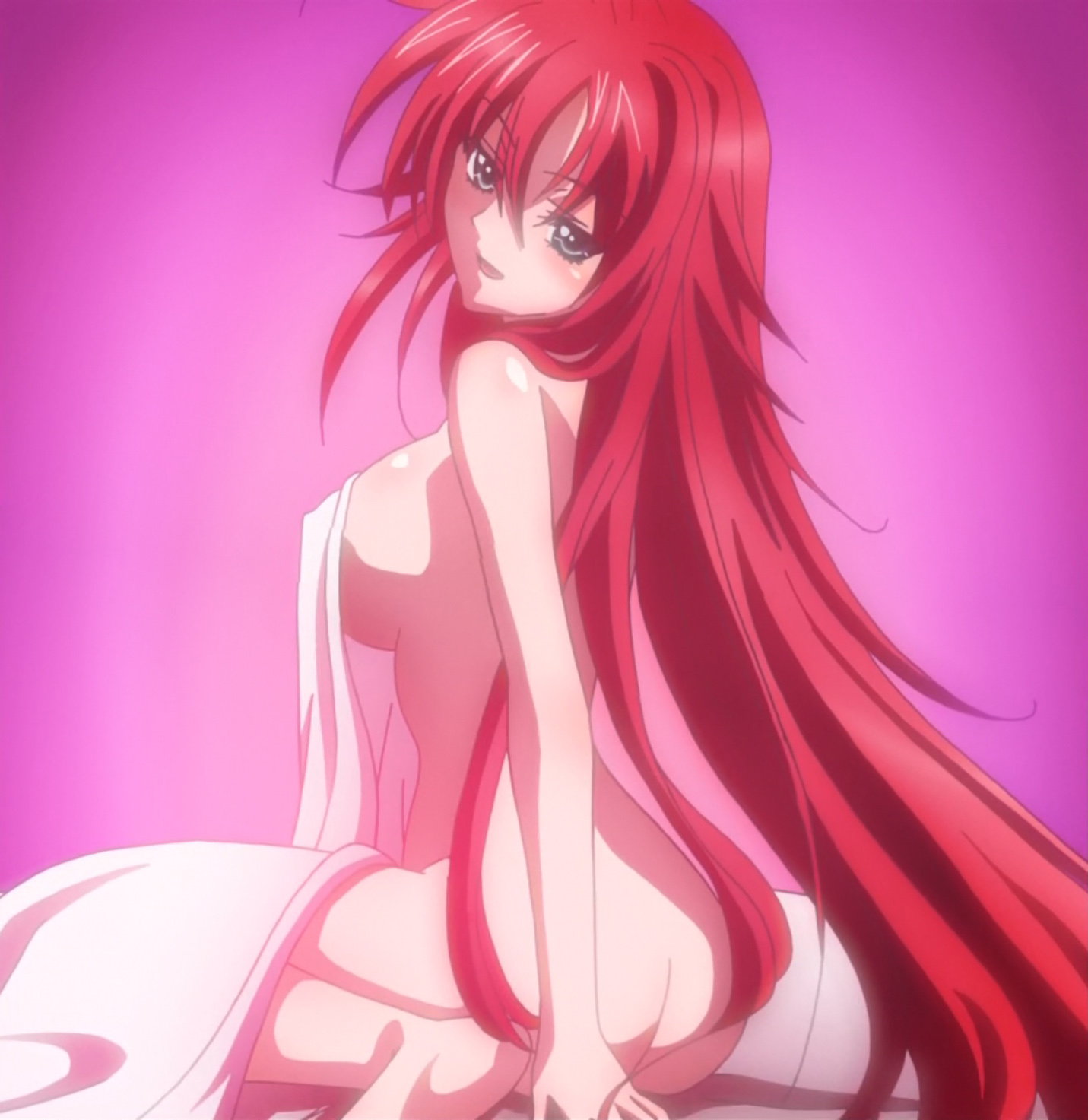 demon, demon girl, female, female only, high school dxd, naked, red hair, rias gremory, screencap, screenshot, stitched, tnk (company)