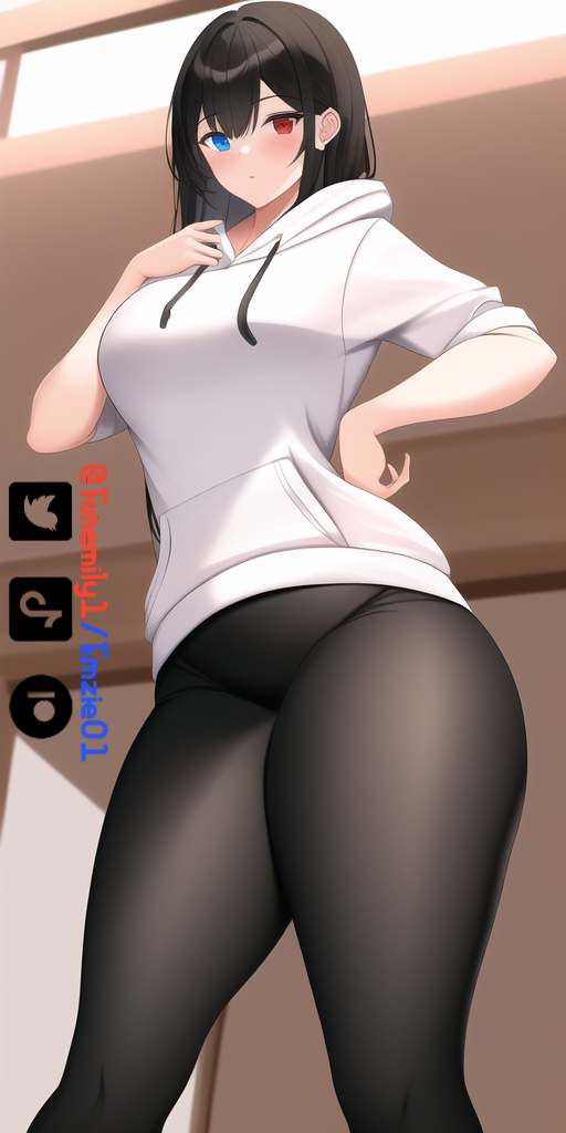 1girls ai_generated artist_self-insert emzie01 funemily1 hands_on_hips hoodie large_breasts leggings looking_at_viewer looking_down nai_diffusion stable_diffusion tagme thick_thighs thighs watermark