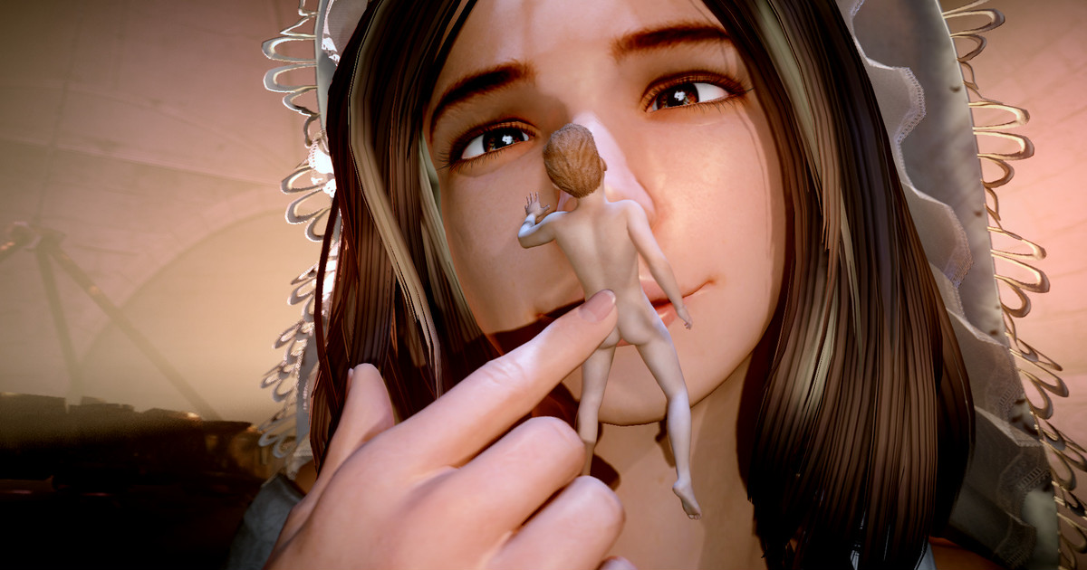 1boy, 1girls, 2022, 3d, 3d (artwork), blowjob, brown hair, censored, censored penis, dark souls, deity, eyelashes, fellatio, female, fromsoftware, giantess, giantess fellatio, goddess, holding person, human, kissing, kissing penis, larger female, lips, long hair, macro, male, micro on macro, nude, penis, queen of sunlight gwynevere, short hair, size difference, smaller male, smiling, source filmmaker, straight, tagme, yellowbea