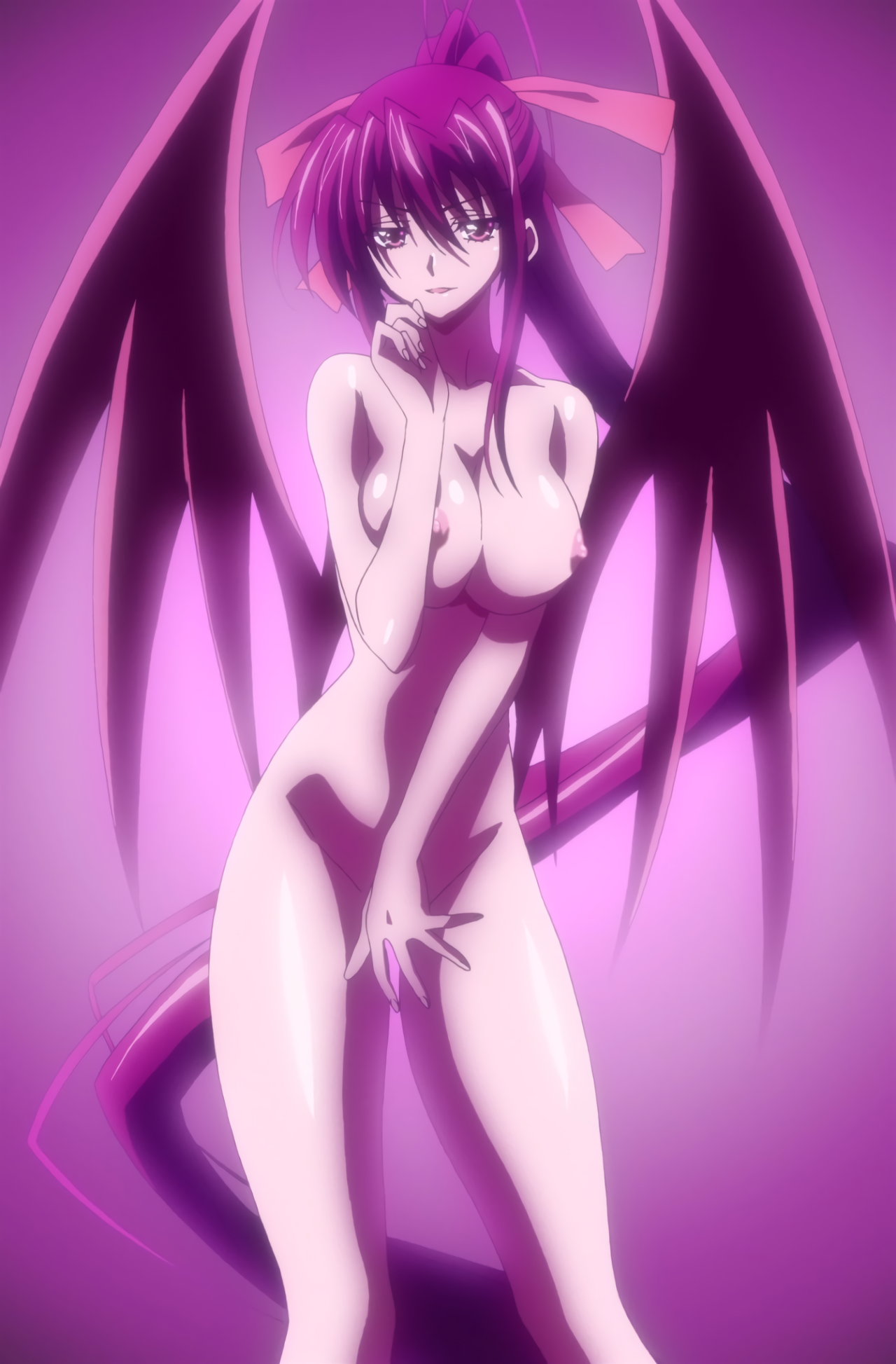 akeno himejima, demon, demon girl, female, high school dxd, naked, screencap, screenshot, stitched, tnk (company), voluptuous