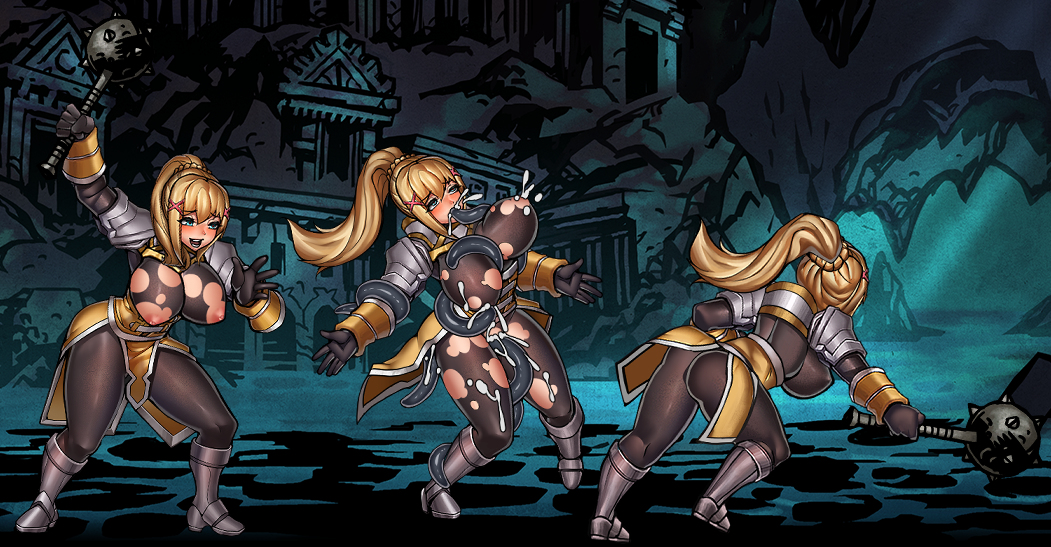 big_breasts blonde_hair blue_eyes crossover cum darkest_dungeon darkness_(konosuba) huge_breasts kono_subarashii_sekai_ni_shukufuku_wo! mace niur tentacle tentacle_sex