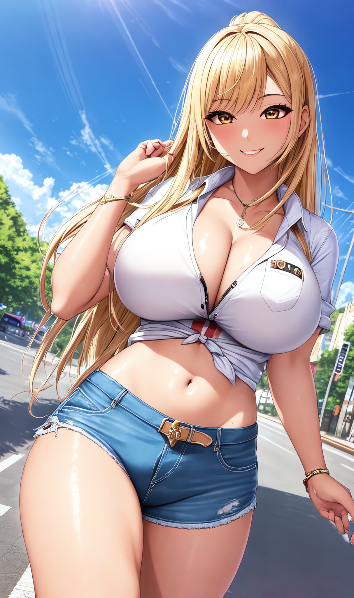 ai generated, big breasts, breasts, curvy figure, female, female focus, female only, kitagawa marin, looking at viewer, mommy, seductive look, sono bisque doll wa koi wo suru, stable diffusion, voluptuous female