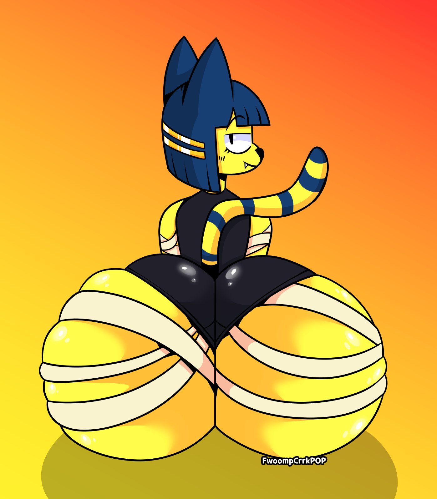 1girls animal_crossing ankha big_ass bubble_butt female female_only fwoompcrrkpop huge_areola nintendo solo solo_female tagme