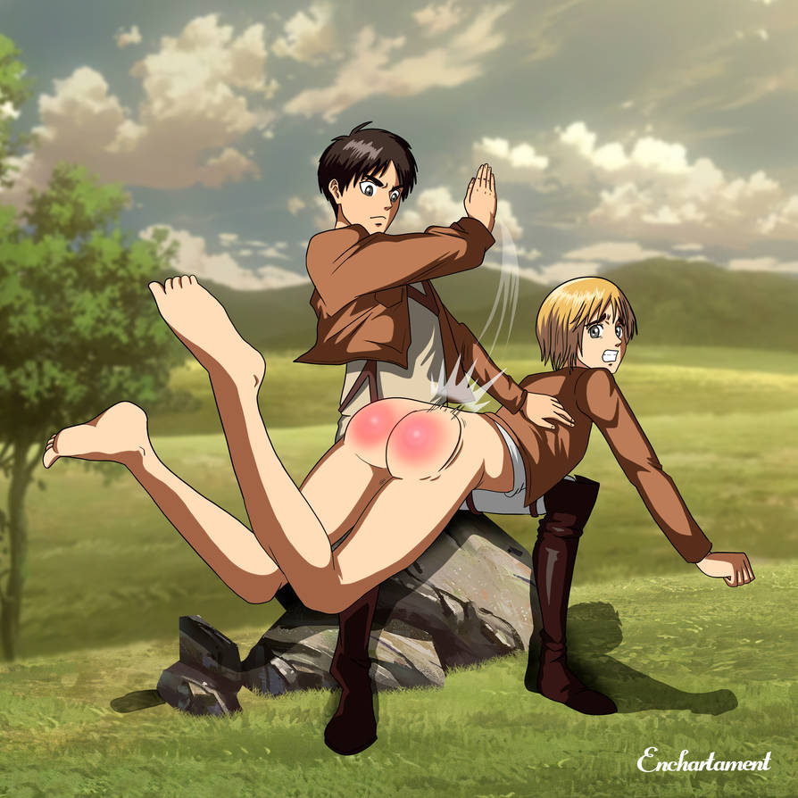 2boys armin_arlert attack_on_titan enchartament eren_jaeger femboy femboy_on_male gay girly male male_only punishment spank_marks spanking yaoi