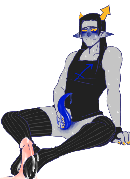 2013 2boys after_orgasm artist_request black_hair blue_penis blush blush_lines blushing bodily_fluids bodily_fluids_on_penis body_blush bottomless bottomless_male broken_horn disembodied_penis equius_zahhak foot_fetish foot_play footjob gray_body gray_skin grey_body grey_skin hair homestuck homestuck_troll horns human humanoid jorkin_it legs legwear long_hair male/male male_only masturbating masturbation ms_paint_adventures muscles muscular muscular_male orange_horn penile penis pointy_ears simple_background sweat sweating sweaty sweaty_arms sweaty_body sweaty_genitalia sweaty_legs sweaty_thighs tentacle_penis thick_thighs thighhighs thighs toned toned_body toned_male topwear unseen_character unusual_anatomy unusual_penis white_background yellow_sclera