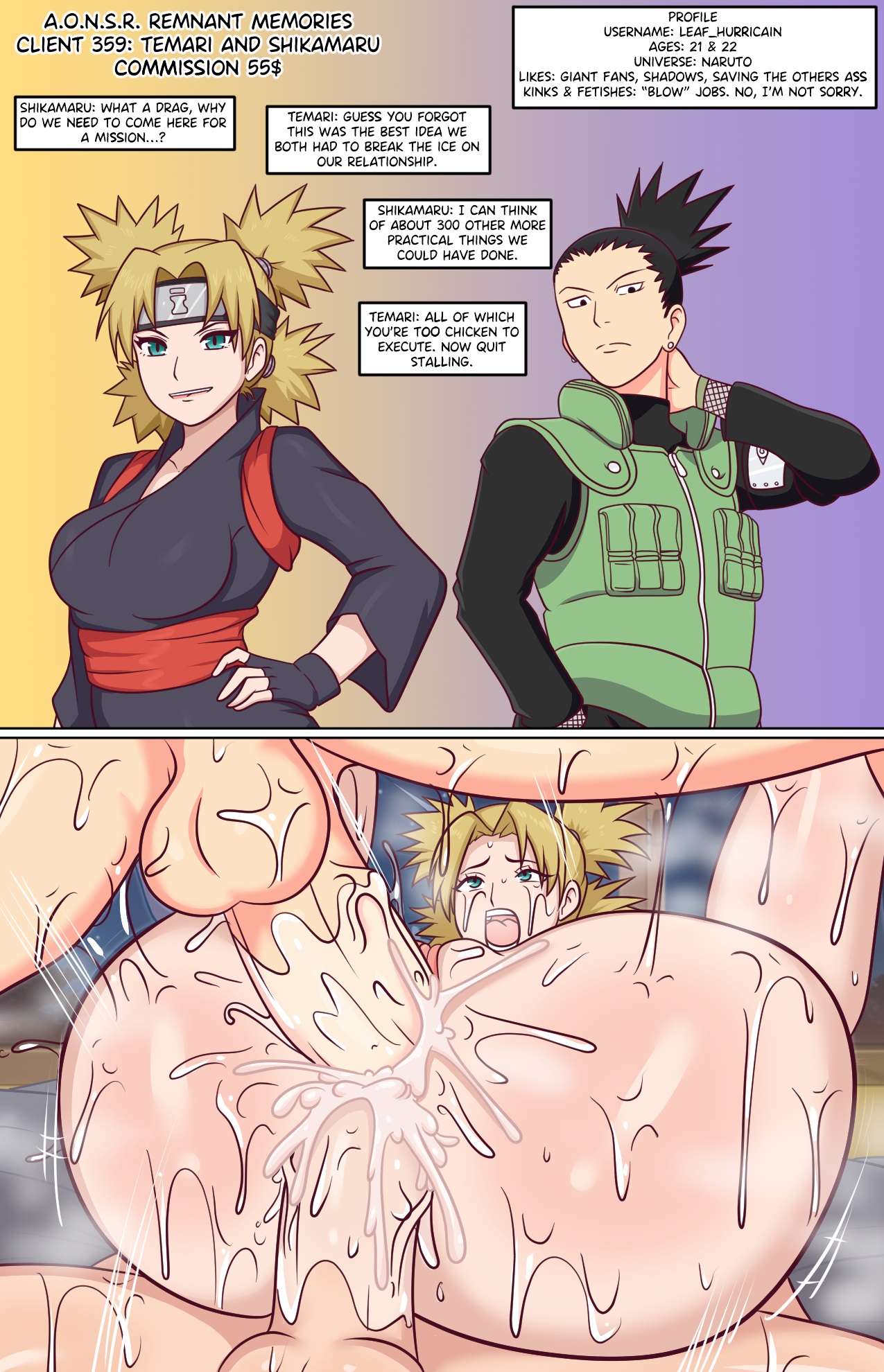 1girls, 2boys, 2boys1girl, 2koma, ahe gao, anal sex, anime one night stands, bed, bedroom, black eyes, black hair, blonde hair, blue eyes, comic, cum in ass, cum in pussy, cum inside, dialogue, dialogue box, double penetration, dripping cum, dywtba-alt-universe, fat ass, group sex, headband, juto arigato, large breasts, legs held open, legs over head, long hair, mating press, mating press double penetration, mmf threesome, nara shikamaru, naruto, naruto shippuden, overflowing cum, pointy ears, ponytail, reverse cowgirl position, sandwich position, sweat, temari, thick penis, threesome, vaginal sex, woman on top