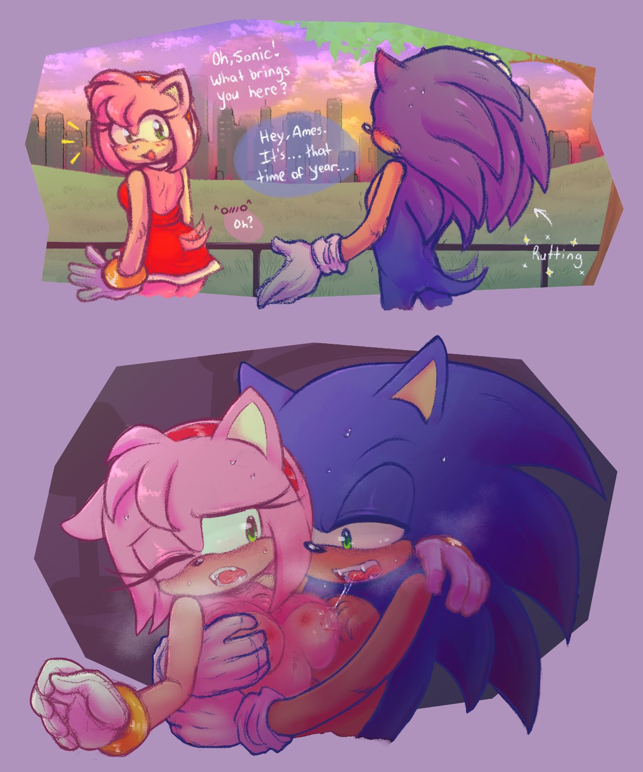1boy1girl, amy rose, backless outfit, bite mark on breast, breeding kink, breeding season, drool string, fangs, furry, furry female, furry male, furry only, hedgehog, hickey, hickey marks, imminent sex, in rut, kittiesnkream, low back dress, mating, open back, rutting, saliva trail, sonic (series), sonic the hedgehog, sonic the hedgehog (series), straight, tailwag