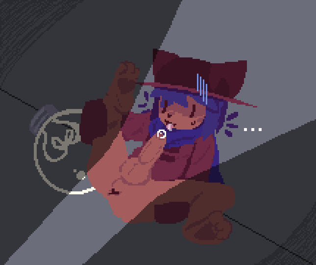 1boy, anus, ass, autofellatio, balls, ballsack, blue hair, caught, cock, dark skin, dark-skinned femboy, dark-skinned male, embarrassed, hat, lamp, male, male only, maykez, niko (oneshot), oneshot, paws, precum, scarf, solo, solo focus, spread legs, spreading, tagme, tongue, tongue out
