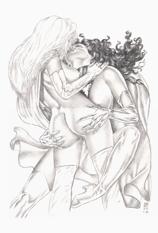 2girls ass ass_grab black_and_white breasts emma_frost gene_espy jean_grey kissing lesbian_kiss marvel marvel_comics nude nude_female phoenix_(x-men) pussy shaved_pussy straight_hair white_queen x-men yuri