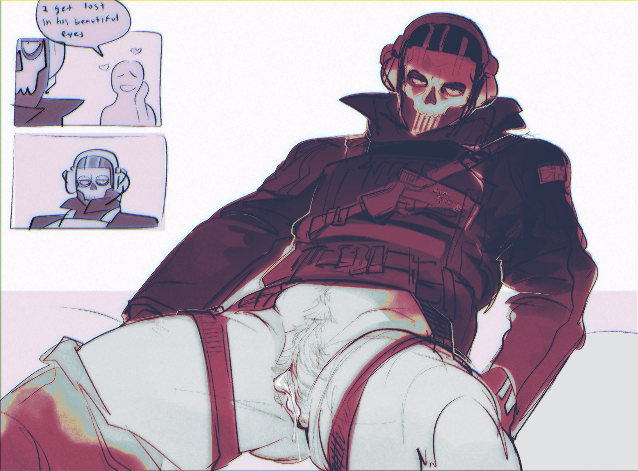 big clitoris, bootyatomic, bottomless, call of duty, call of duty modern warfare 2 (2022), clitoris, cuntboy, ghost (modern warfare 2), headphones, intersex, leaking pussy, male, mask, masked, masked male, military, military uniform, pubic hair, pussy, simon riley, tagme, thick thighs