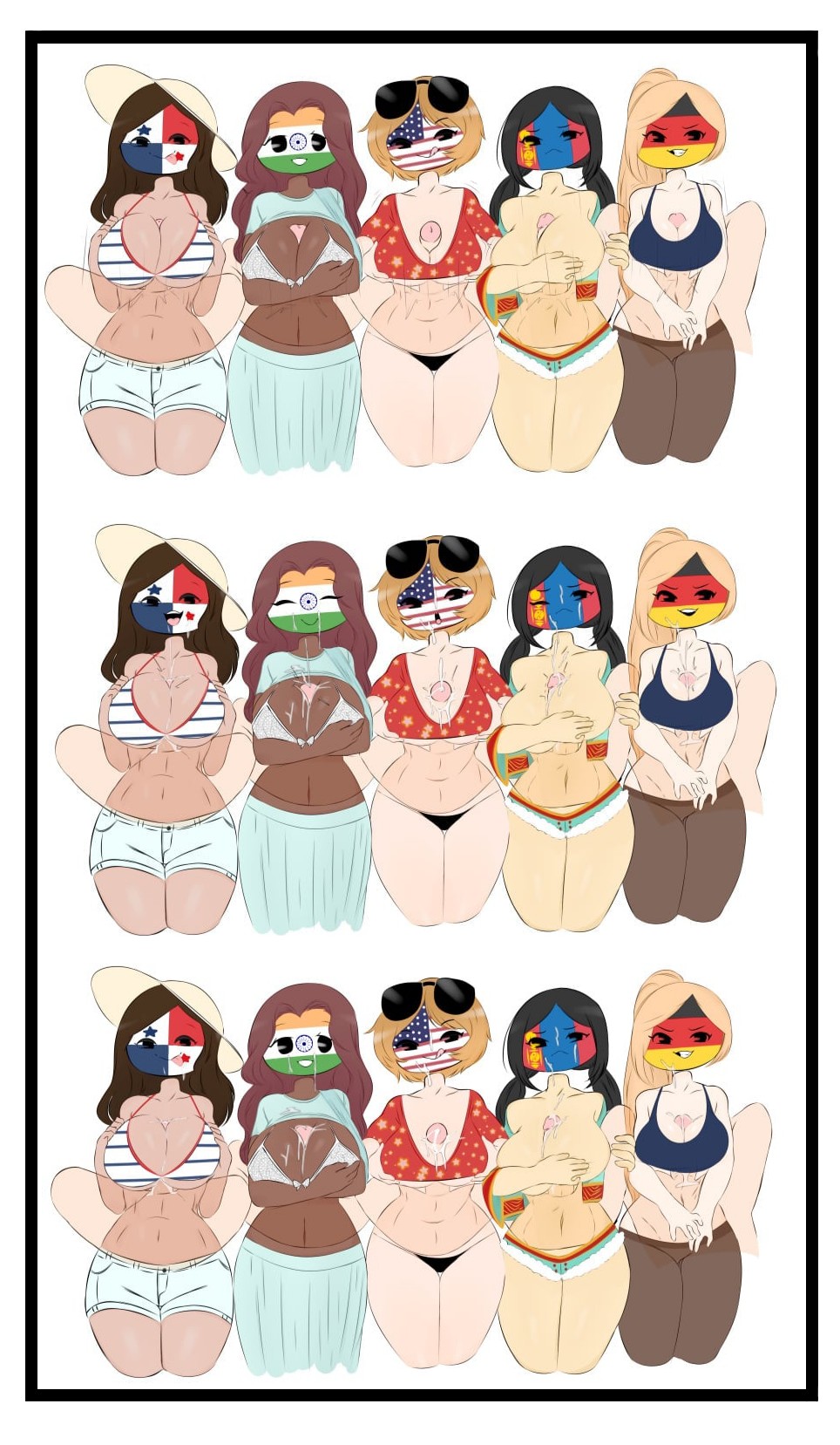 5girls big_breasts breastjob comic countryhumans countryhumans_edit countryhumans_girl cum edit female floating_penis germany_(countryhumans) india_(countryhumans) mongolia_(countryhumans) panama_(countryhumans) penis tagme united_states_of_america_(countryhumans)