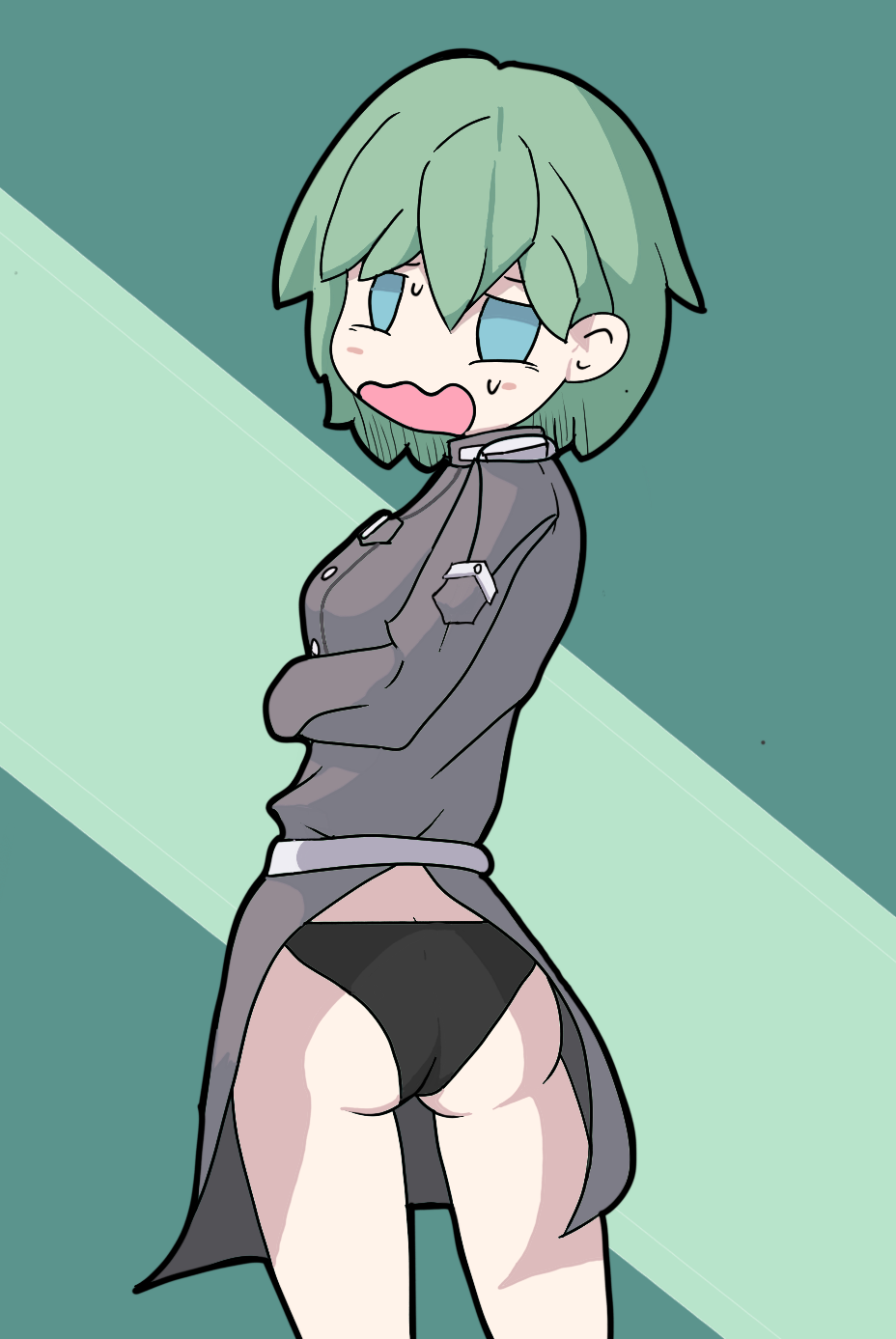 1girls ass female green_hair kasaneru_(character) the_kasaneru virtual_youtuber vtuber youtube youtuber