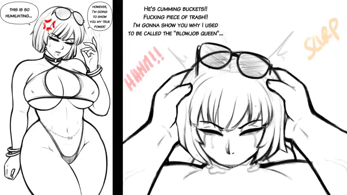 1boy, ass, big ass, big breasts, big butt, big thighs, bikini, blowjob, breasts, busty, choker, closed eyes, curvy female, curvy figure, deepthroat, english text, fat ass, fat thighs, female, forced oral, fubuki (one-punch man), hi res, high res, huge ass, huge breasts, huge butt, huge thighs, large ass, large thighs, male, nipples visible through clothing, nowajoestar, one-punch man, oral, oral sex, plump ass, plump thighs, pussy, pussy juice, ruined makeup, sex, sketch, text, text bubble, thick, thick thighs, uncensored, wide hips