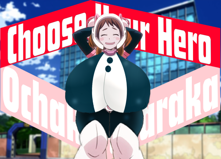 1girls big_ass big_breasts edit female gameoveredits hero_outfit_(mha) huge_breasts my_hero_academia ochako_uraraka solo