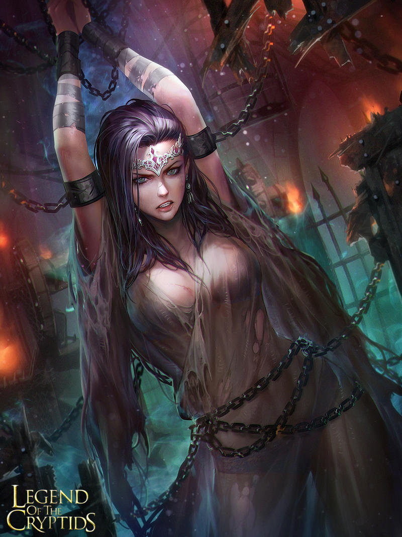 1girls, angry, angry sub, arms tied, arms up, bdsm, bondage, bound, bound wrists, captured, chained, chained up, chains, character request, clenched teeth, earrings, enslaved royal, female, female focus, femsub, grey eyes, imminent rape, legend of the cryptids, neoartcore, purple hair, rape, ripped clothing, royalty, see-through, solo female, submissive, teeth clenched, tiara, torture, translucent clothing