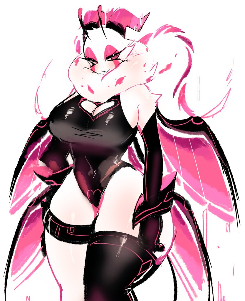 ass, big ass, big breasts, boob window, breasts, female, female only, friday night funkin, infernadise (retrospecter), latex suit, latex thighhighs, lepidopteran, lepidopteran wings, moth, one thighhigh, sakuroma (retrospecter), seductive, single thighhigh, thick thighs, thighhighs, usa37107692, white fur