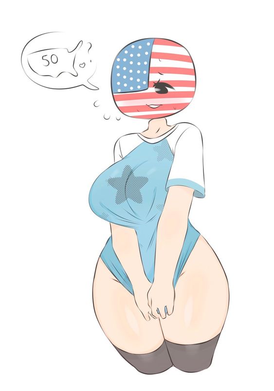 1girls, america, american flag, big breasts, big thighs, blush, breasts, clothing, countryhumans, countryhumans girl, female, flawsy, light skin, light-skinned female, mob face, thighhighs, thighs, united states of america (countryhumans)