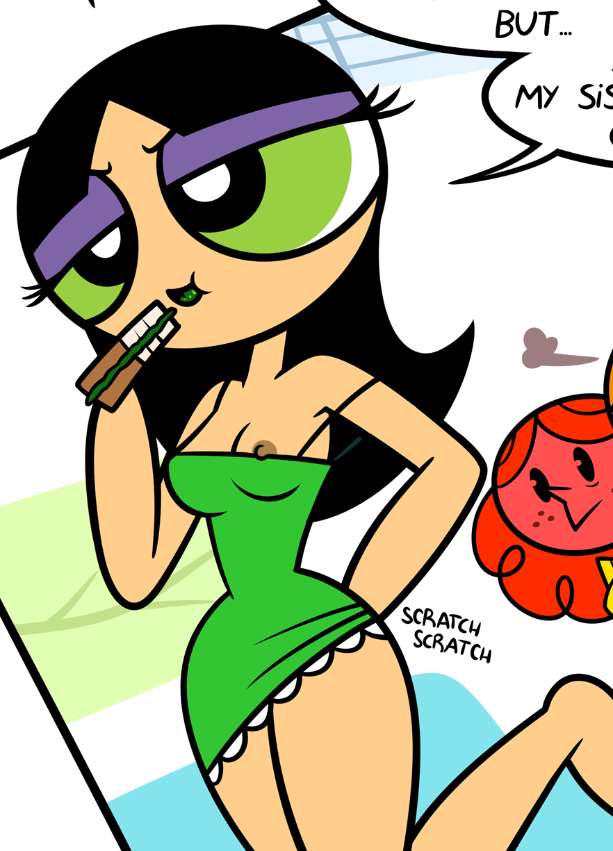 accurate_art_style black_hair buttercup_(powerpuff_girls) long_hair night_dress powerpuff_girls