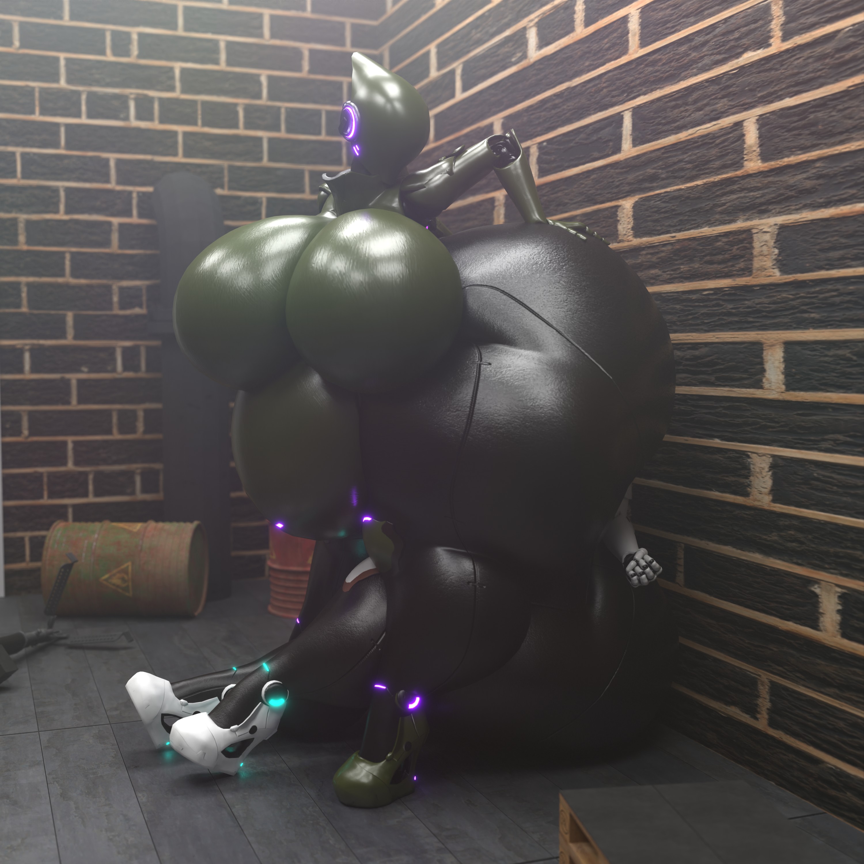 3d, anal vore, ass, ass bigger than head, big ass, big breasts, breasts, bubble ass, bubble butt, female, haydee, haydee (game), huge ass, qzk forte, vore