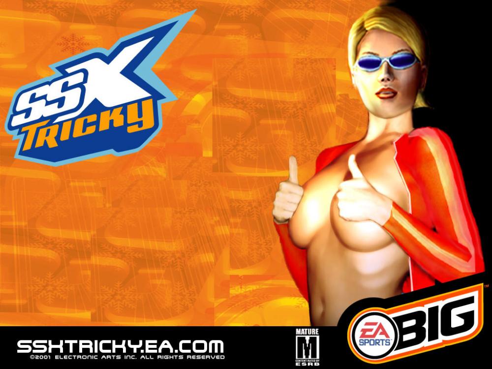 breasts clothing edit elise_riggs female female_only human open_clothing pale_skin photoshop solo ssx ssx_tricky thumbs_up