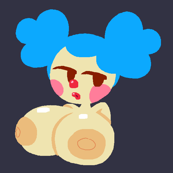 1girl 1girls 2d 2d_(artwork) areola areolae big_areola big_areolae big_boobs big_breasts big_nipples big_tits blue_hair boobs breasts clown clown_emoji clown_girl clown_makeup clown_nose digital_media_(artwork) emoji emoji_(race) gigantic_breasts huge_breasts jjoyplus large_areolae large_breasts lips looking_away mob_face nipples no_outlines pale_skin pink_cheeks red_lips red_lipstick shiny_skin simple_background solo solo_female tits