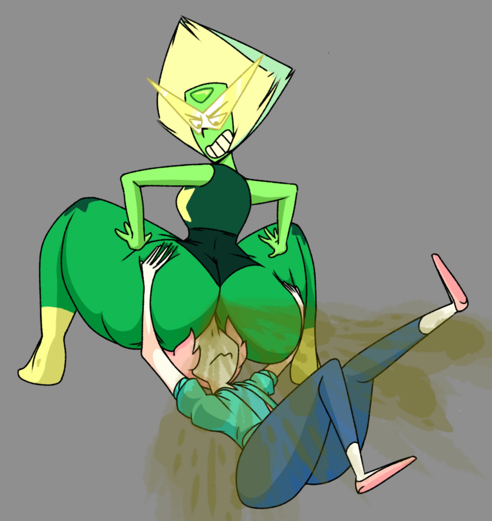 2girls, ass, big ass, cartoon network, facesitting, fart, fart cloud, fart fetish, farting, female, gem (species), mrwastemaster, pearl (steven universe), peridot (steven universe), steven universe
