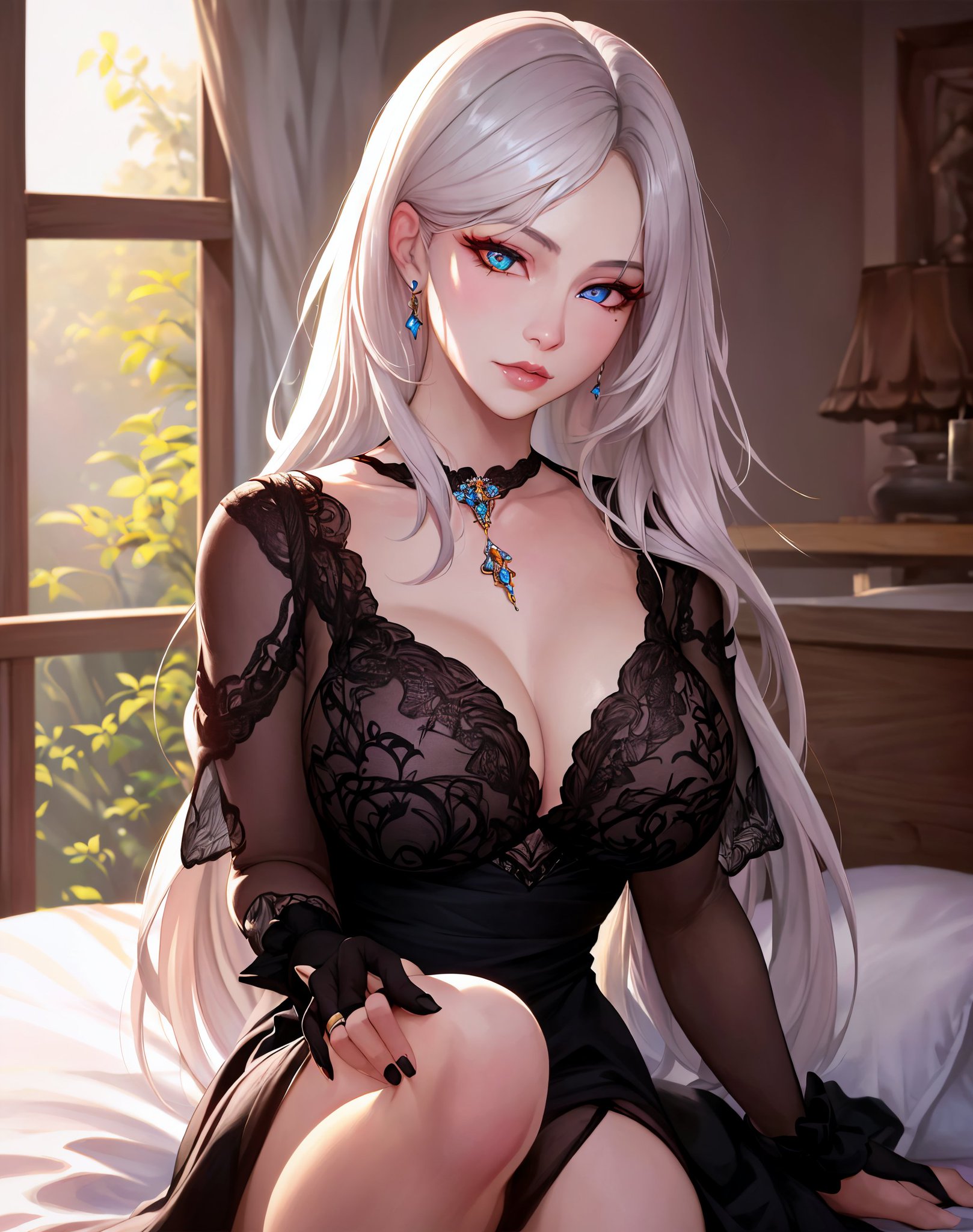 2023, ai generated, blue eyes, curvaceous, curvy body, curvy female, female, female focus, female only, long hair, original character, silver hair, stable diffusion, voluptuous female