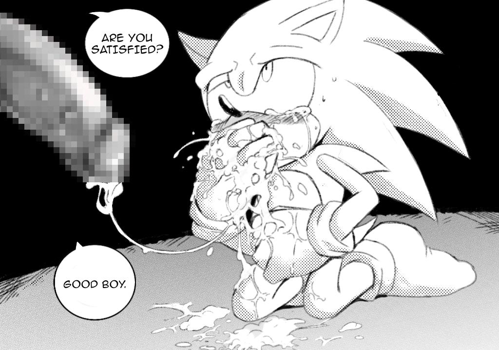 anthro bodily_fluids censored censored_genitalia censored_penis clothing cum cum_in_mouth cum_inside dialogue drinking drinking_cum eulipotyphlan footwear genital_fluids hedgehog majin_secretk male male/male mammal sega socks solo solo_focus sonic_(series) sonic_the_hedgehog sonic_the_hedgehog_(series) white_clothing white_footwear white_socks