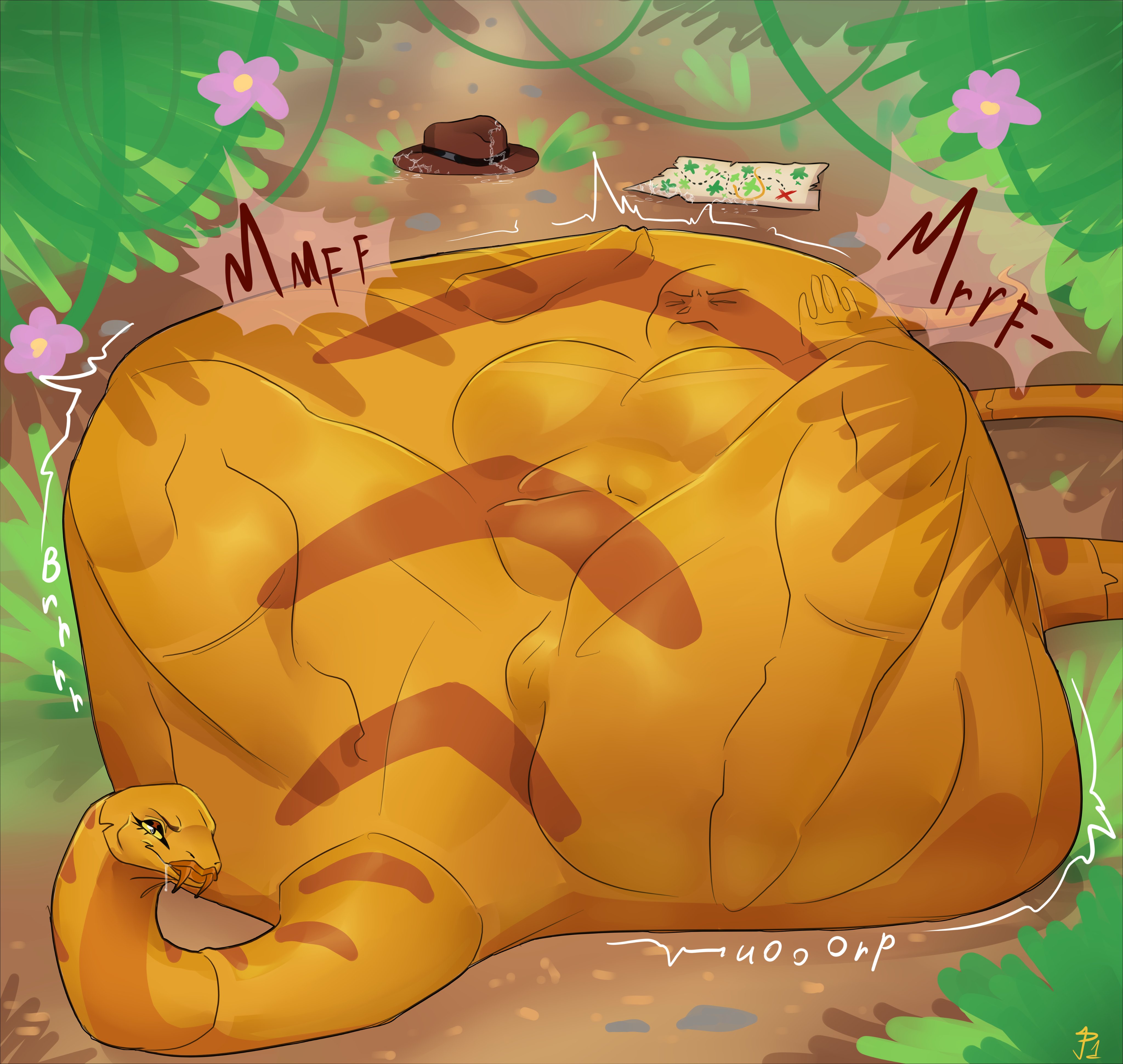 absurd res, feral, feral pred, hi res, human, human prey, reptile, scalie, snake, snake vore, stomach bulge, ujanskiy, vore