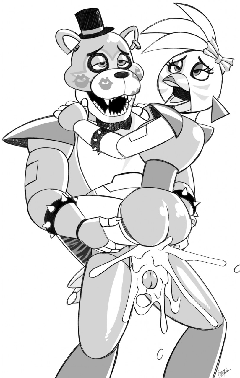 aeolus06, black and white, cum, female, five nights at freddy's, five nights at freddy's: security breach, freddyxchica, glamrock chica (fnaf), glamrock freddy (fnaf), kiss mark, kiss marks, lipstick, lipstick mark, lipstick marks, male, male/female, monochrome, sex, straight, straight sex