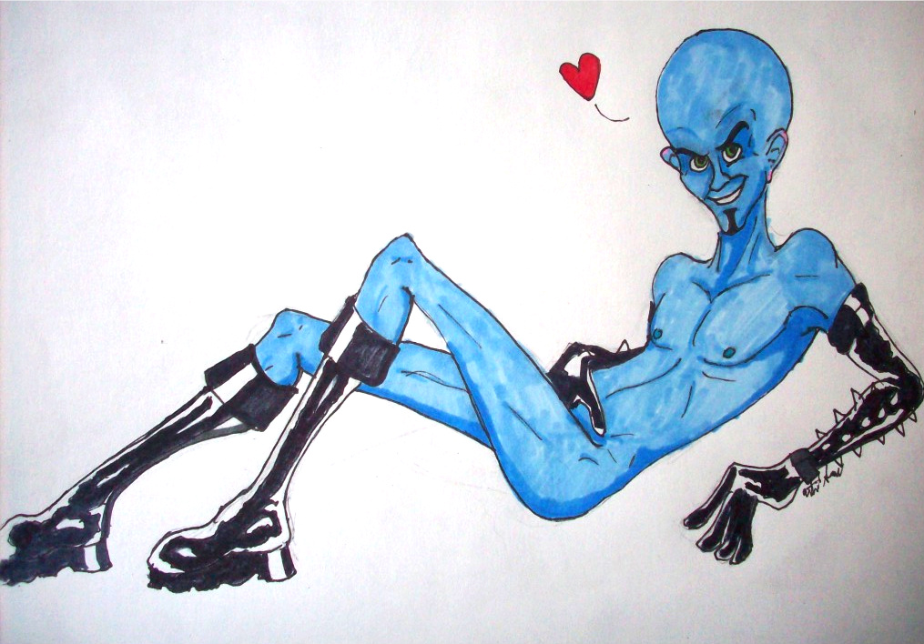 1boy 2010 blue_body blue_skin dreamworks male male_only megamind megamind_(character) nude nude_male paramount_pictures solo tagme unknown_artist