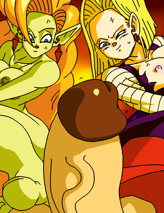 android_18 blonde_hair blue_eyes blue_skin bob_cut comic dboy dragon_ball dragon_ball_z female ginger green_skin human krillin kuririn male medium_hair orange_hair pantyhose petite pointy_ears zangya