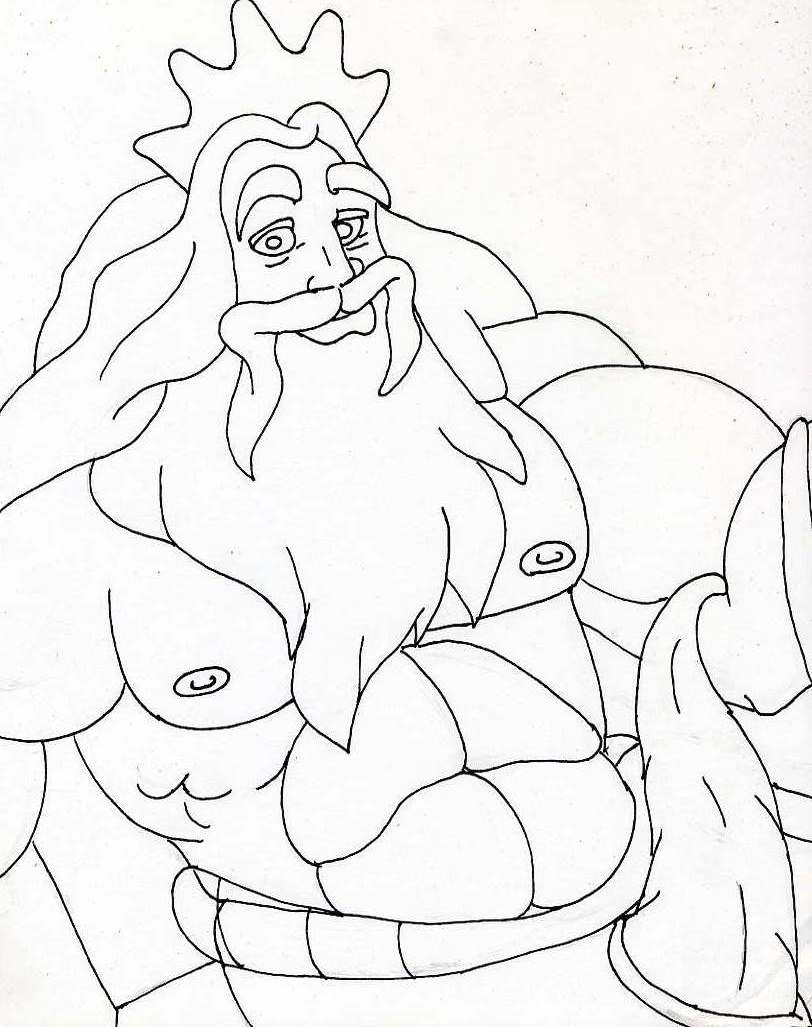 disney king_triton male_only monochrome penis sketch tagme the_little_mermaid