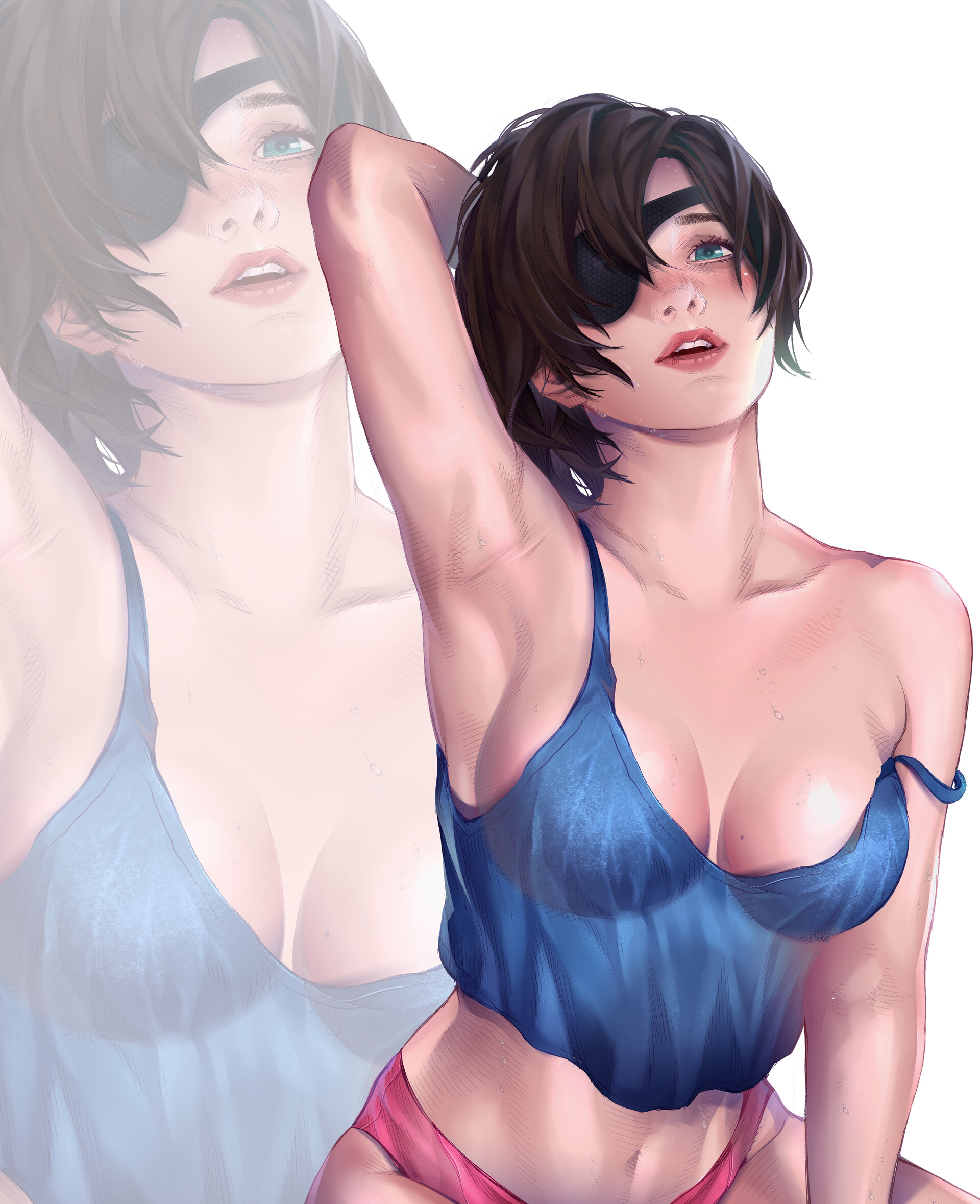 1girls, armpits, arms up, big breasts, breasts, chainsaw man, cleavage, female, female only, himeno (chainsaw man), looking at viewer, mappa, wilsa sepriedi