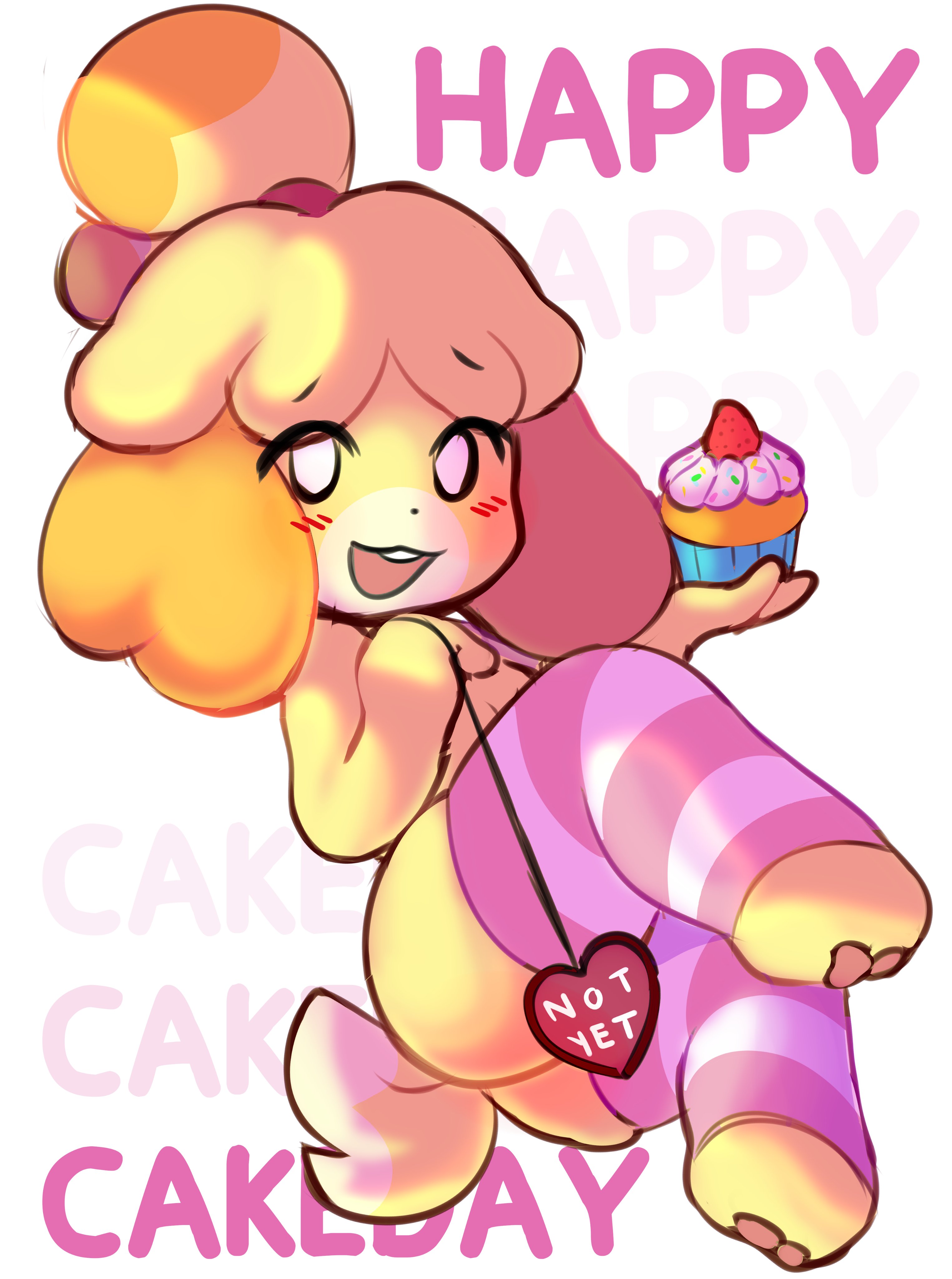 animal crossing, anthro, ass, big ass, blush, bubble ass, bubble butt, canine, clothing, englam, englamu, female, fur, furry, furry only, isabelle (animal crossing), legwear, mostly nude, nintendo, nude, solo, tail, toeless legwear