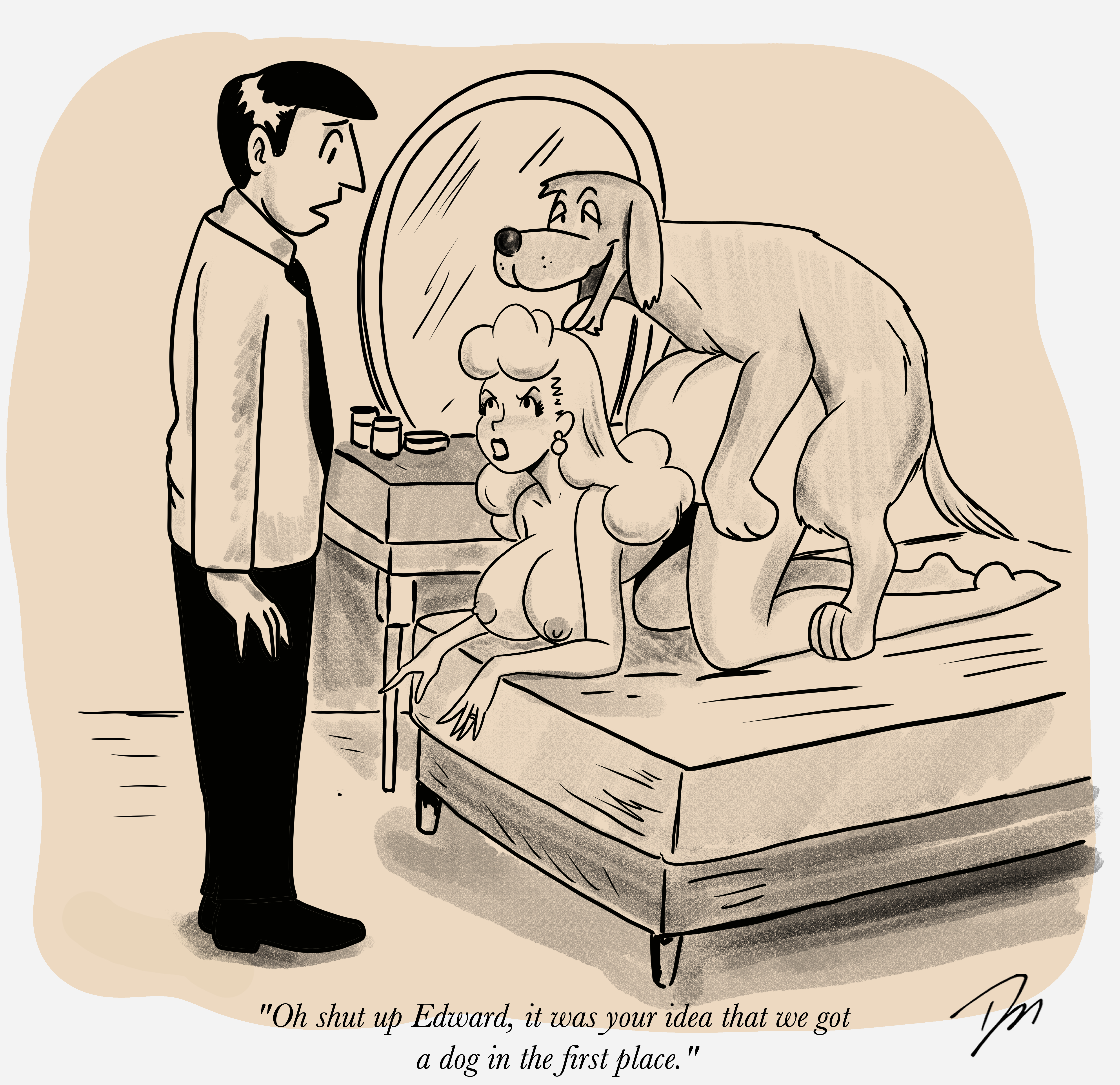 2d, all fours, angry, bestiality, big breasts, breasts, canine, canine on human, caught, cheating, cheating wife, cleavage, cucked by beast, cuckold, cuckolding, dirtymind, dog, doggy style, domestic dog, female, female on feral, feral, feral on female, feral on human, feral penetrating, feral penetrating human, funny, huge breasts, human female, human on feral, human penetrated, interspecies, large breasts, monochrome, netorare, ntr, pussy, vaginal penetration, zoophilia