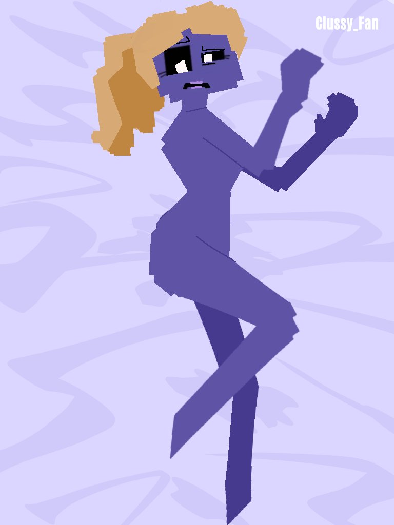 an_undeniably_canon_fnaf_timeline body_pillow clussy_fan eleanor_schmidt female female_only five_nights_at_freddy's mrs_afton ms_afton naked nude on_side pinup purple_body solo solo_female