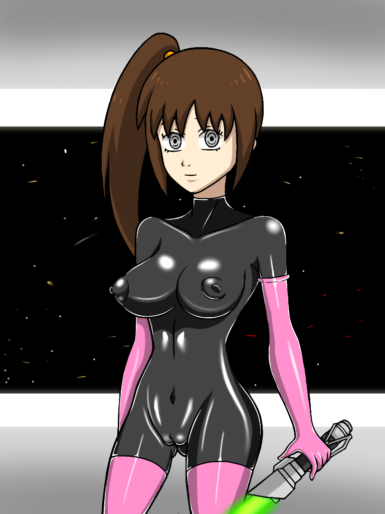 1girls bangs big_breasts bodysuit breasts brown_hair clitoris elbow_gloves erect_nipples erection female female_focus female_only gloves gray_eyes holding_lightsaber holding_weapon jedi lah_kara latex_armwear latex_bodysuit latex_boots latex_breasts latex_clitoris latex_clothing latex_gloves latex_nipples latex_suit latex_thighhighs latex_vagina lightsaber lightsaber_hilt long_gloves nipples pink_elbow_gloves pink_gloves pink_legwear ponytail production_ig shiny_breasts shiny_clothes shiny_latex short_hair side_ponytail skin_tight skintight skintight_bodysuit solo solo_female solo_focus space space_shuttle space_station star star_wars star_wars_visions stars stray_123 the_ninth_jedi thick_thighs thighhighs thighs