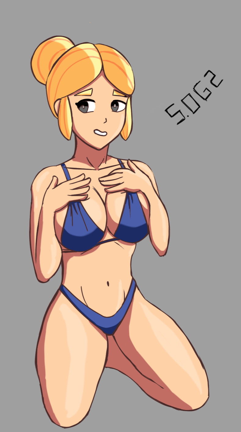 1girls bikini blonde blonde_hair blush blushing brawl_stars female female_only girl piper_(brawl_stars) sog2 solo