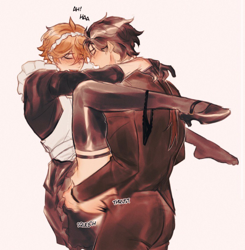 2boys, anal, anal sex, childe (genshin impact), gay, genshin impact, maid uniform, male, male only, tartaglia (genshin impact), yaoi, zhongli (genshin impact)