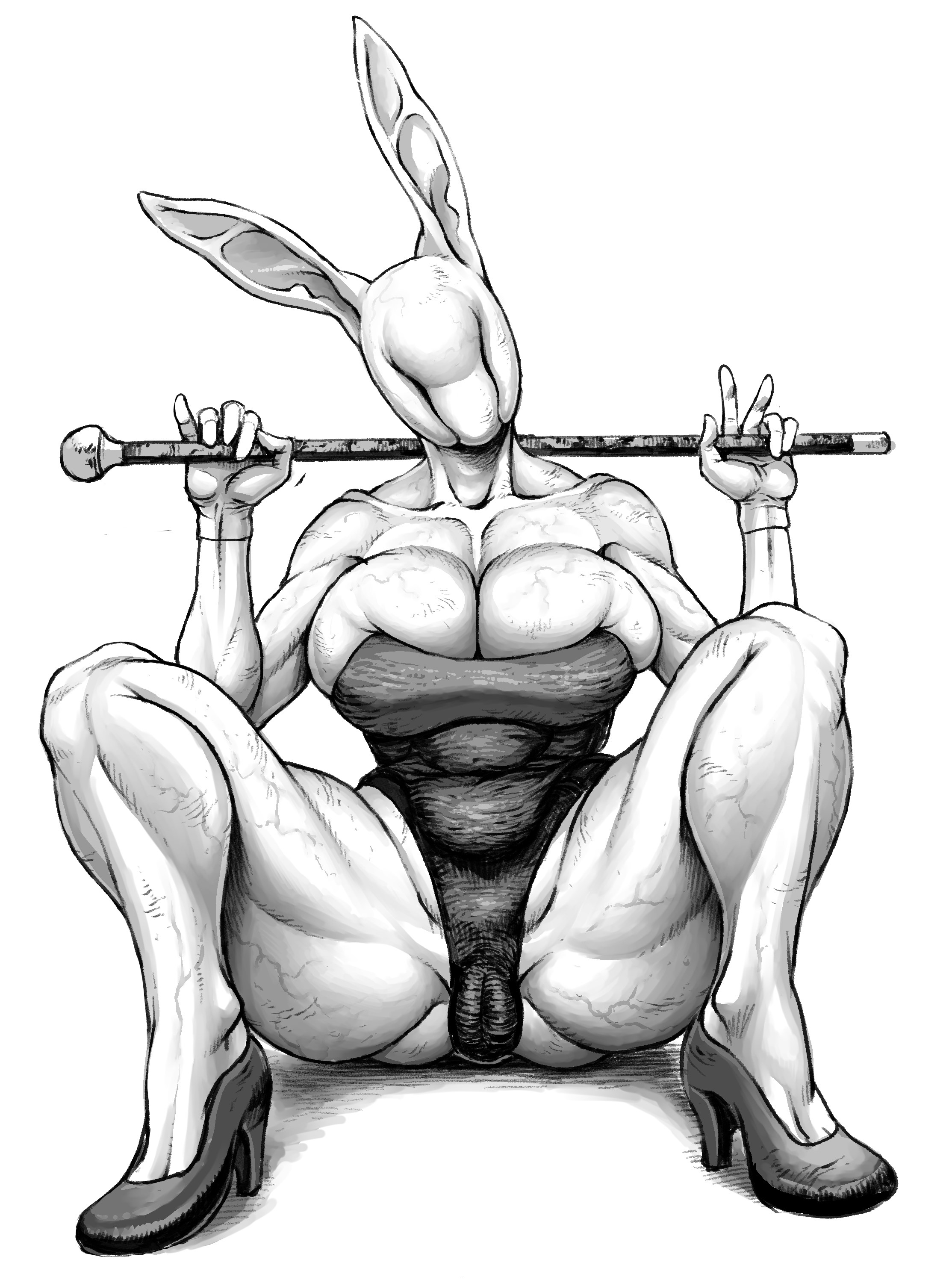 2d, 2d (artwork), ass, breasts, bubble head nurse, bunny ears, bunny girl, bunnysuit, double deck, female, high heels, horror, huge ass, huge breasts, inviting to sex, monster girl, nightmare waifu, nurse (silent hill), silent hill, silent hill 2, spread legs, voluptuous, wide hips