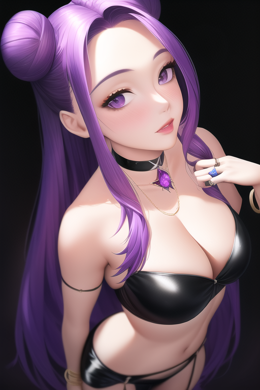 1girls, ai generated, female, female only, k/da kai'sa, k/da series, kai'sa, league of legends, purple eyes, purple hair, riot games, tanutanu