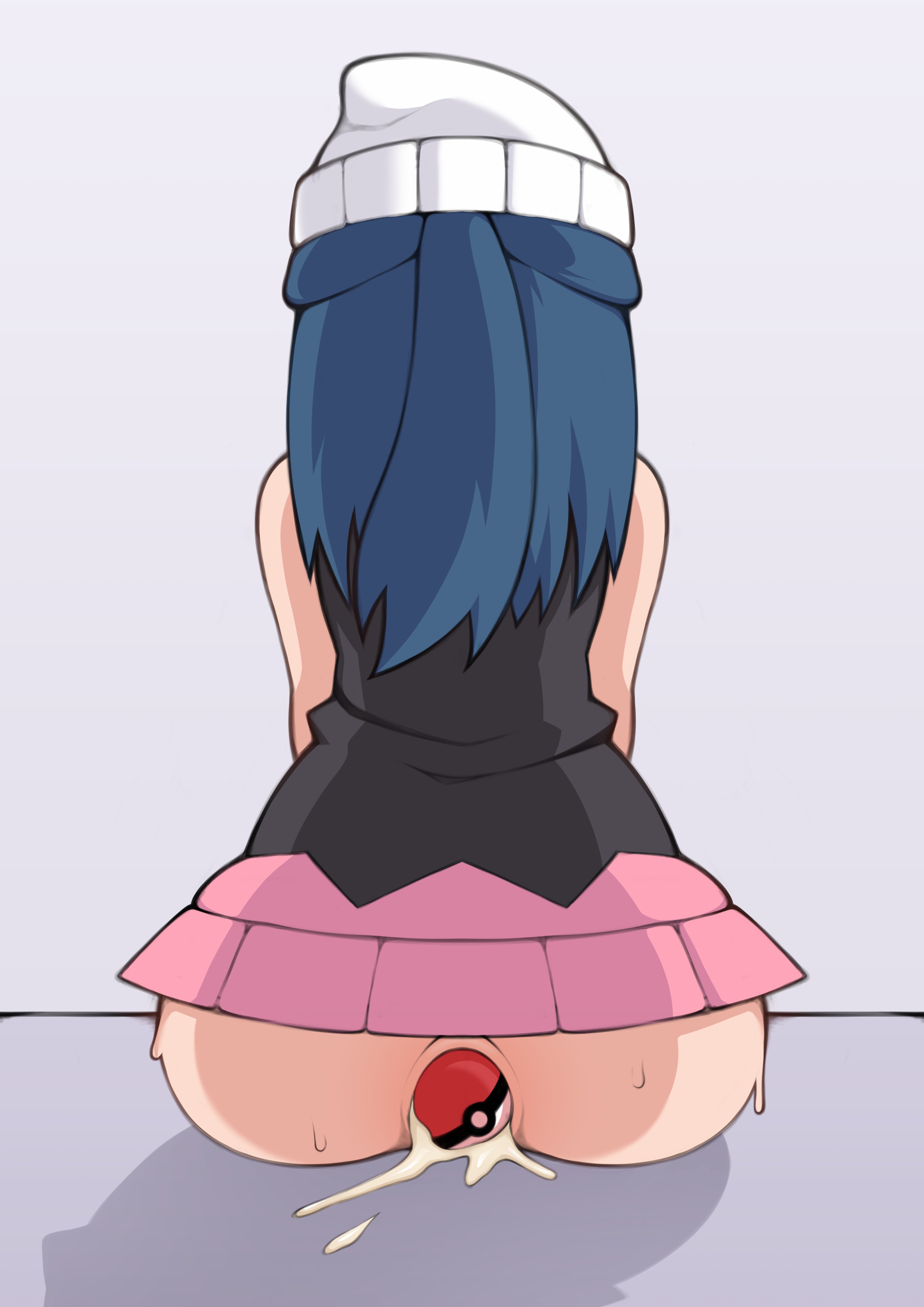 1girls, anal, anal insertion, anal masturbation, ass, back view, blue hair, bottomless, bottomless skirt, cum, cum in ass, dawn (pokemon), female, female only, long hair, lube, lube drip, lube in ass, masturbation, nintendo, no panties, notkadraw, object insertion, poke ball insertion, pokeball, pokeball in ass, pokemon, pokemon dppt, sitting, skirt, solo, stretched anus, sweat, sweatdrop, sweating, teenager, upskirt