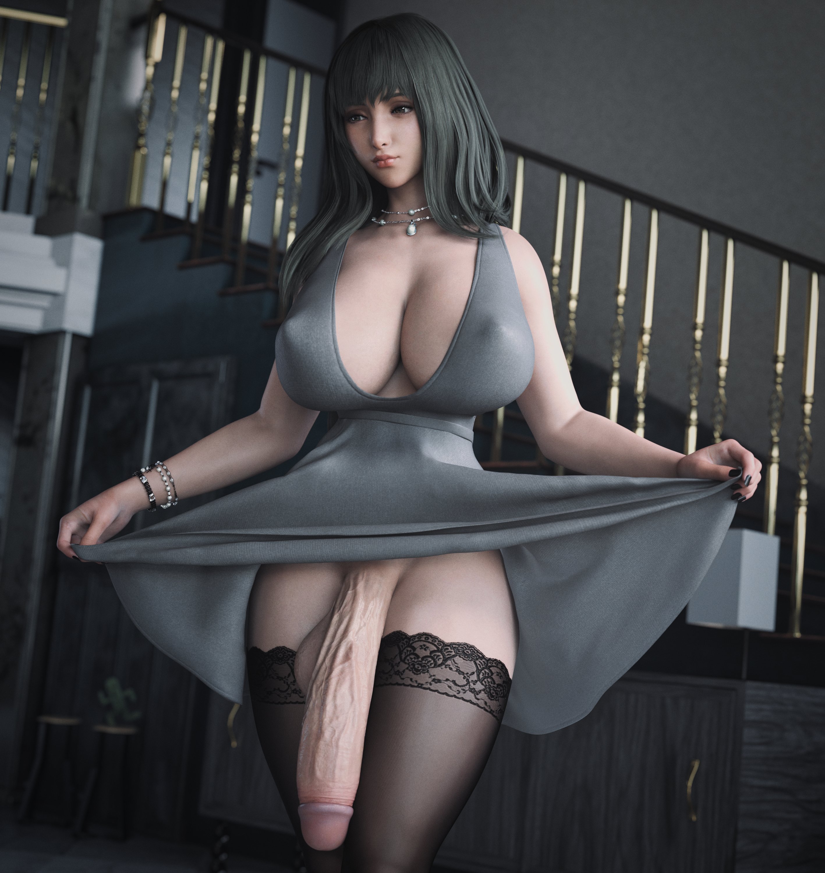 1futa, 3d, breasts, circumcised, daz studio, erect nipples under clothes, final fantasy, final fantasy vii, final fantasy vii remake, futa only, futanari, huge breasts, huge cock, intersex, kyrie canaan, large penis, penis, solo, square enix, stevencarson, thick thighs, thighhighs, wide hips